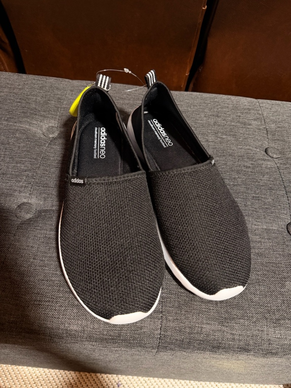 adidas Kids Black Slip-On Knit Sneakers with White Sole - Picture 2 of 6